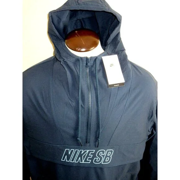 Nike SB Men's Anorak 1/2 Zip PO Skate Jacket Size Large Navy Blue Turquoise NWT - Picture 4 of 10
